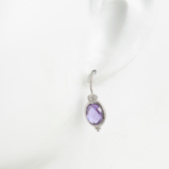 Judith Ripka La Petite purple crystal gold hook earrings - Picture 5 of 6